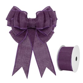Ribreeze Dark Purple Burlap Wired Ribbon 2.5 Inch x 10 Yards for Crafts DIY Decor Parties and Home Outdoor Decoration