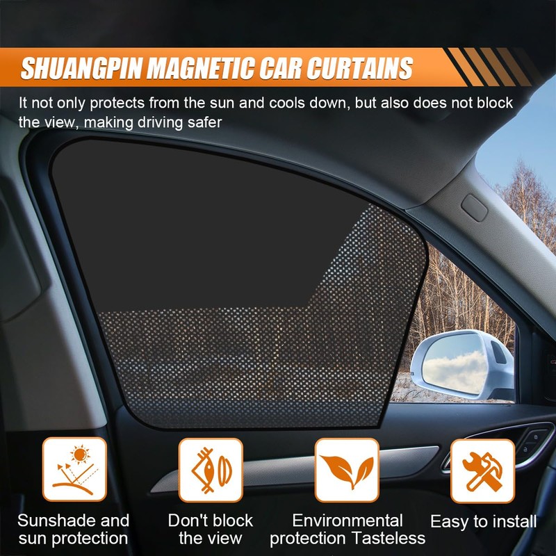 UHANBUT Car Front Side Window Sunshade, Magnetic Automotive Windshield Privacy
