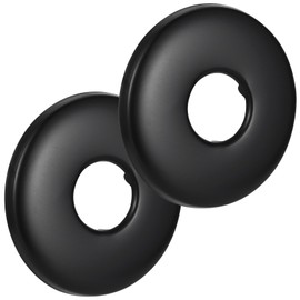OIIKI 2 Pack Shower Flange Covers, 2.5 in Stainless Steel Round Escutcheon Plate, Shower Pipe Covers for Shower Arms - Matte Black