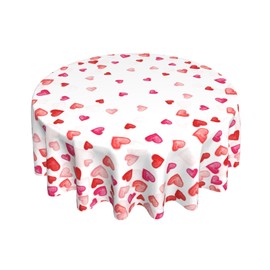 Aytipun Valentines Tablecloth Round 70 Inch Pink Red Love Heart Print Valentine's Day Themed Holiday Decorative Table Cloth Anniversary Wedding Farmhouse for Indoor Party Kitchen Dinner Picnic Decor