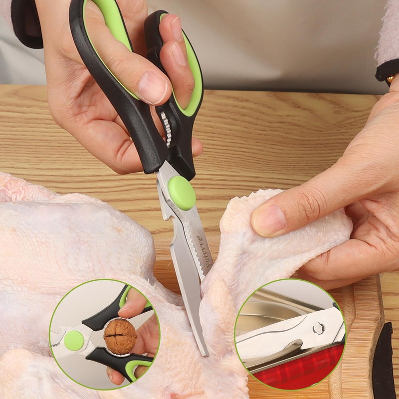 Vutyvve Kitchen Scissors, Stainless Steel Blades, Soft Handle, Multifunctional Kitchen