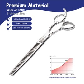 Momotou Professional Chunker Dog Grooming Scissors with Simulation Diamond 440C Stainless Steel Polished Pet Cat Trimming Texturizing Shears for Groomers and Home users 7''