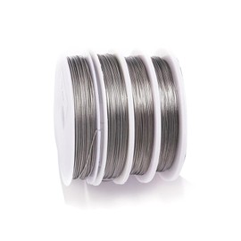 4 Rolls Sliver Beading Wire, Stainless Steel Wire, Tiger Tail Beading Wire, Jewelry Making Wire for DIY Crafts Jewelry Making(0.45mm*25m)