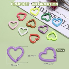 uxcell 8 Pcs Heart-Shaped Spring Snap Clip 1 Inch Keyrings Trigger Buckle Hook Fasteners for Keychains Bags Purse Handbags DIY Crafts, Purple