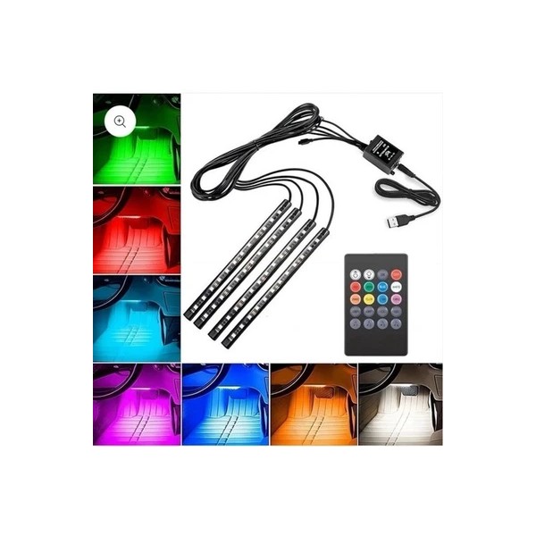 Decor 4x LED Car Interior Strip Lights Music Sync Sound