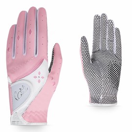 CRESTGOLF Iadies Golf Gloves,Golf Gloves for Women Comfortable Windproof Waterproof， Light Anti Slip Grip ，All Weather Soft Flexible Wear Resistant golf gloves（pink s）
