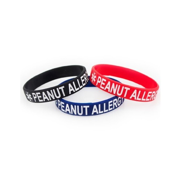 Kids/Youth Peanut Allergy Silicone Wristbands - Lot of 3