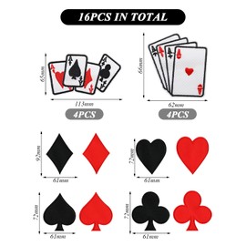 HDGSAFD 16 Poker Stains, Creative Iron-On Patches, Funny Embroidered Fabric Stains, DIY Clothing Bag Patches, Multifunctional Patches Fabric Stains