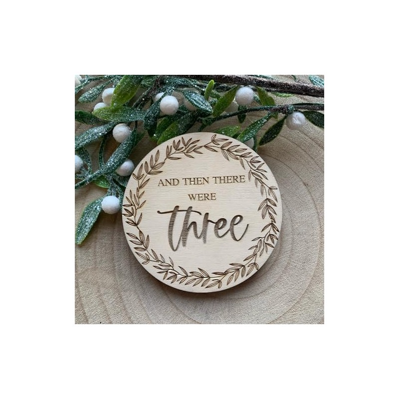 And then there were three Wooden Disc Birth Pregnancy Family
