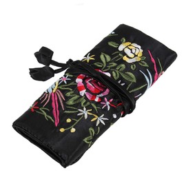 Embroidery Jewelry Roll, Silk Embroidery Brocade Jewellery Bag Roll, Jewelry Storage Pouch Makeup Organizer, Bags