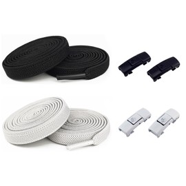 AINIUNIU 2 Paar 8mm Breite Elastische Schnürsenkel Ohne Binden, Universeller Schuhbänder mit Lock, Sicherer Halt Dank Flachem Schnellverschluss Schnürsenkel, für Sneaker Freizeitschuhe