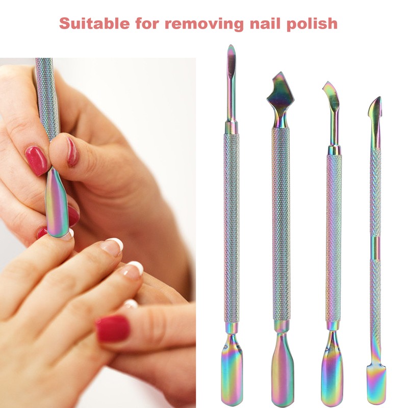 4pcs Stainless Steel Nail Cuticle Pusher Cuticle Trimmer Remover Set