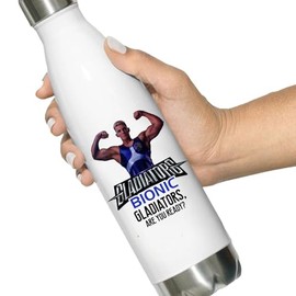 Male Gladiator Character Bottle - TV Show are You Ready? Battle Games Present Gift Water Coffee Thermo Durable Insulated Lightweight (White, One Size, Gladiators, Bionic)