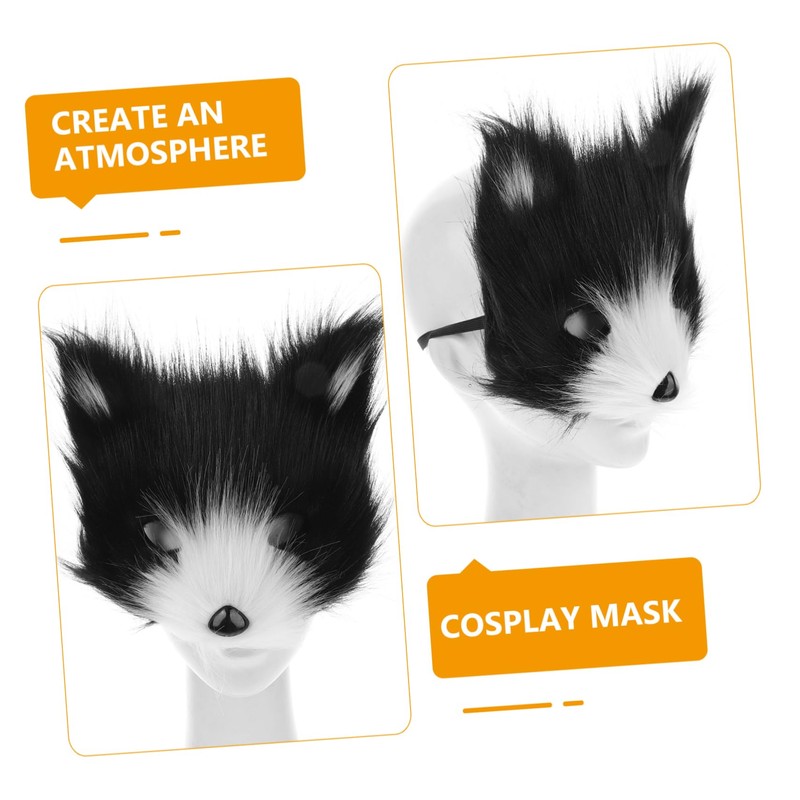Alipis Animal Cosplay Mask Half-face Wolf Mask Cat Mask Furry