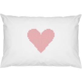 2 x 'Knitted Heart' Cotton Pillow Cases (PW00036871)
