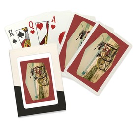 Bicycles and Beach Scene, Contour (52 Playing Cards, Poker Size Card Deck with Jokers)