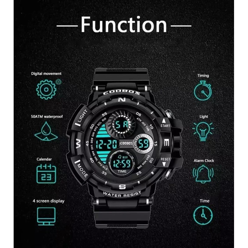 CACTUS ARCOIRIS Set Reloj Digital Caballero Relog Deportivo Pulsera Hombre