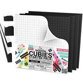 Bearly Art CUBIES The Shadow Collection - Adhesive Foam Tape for DIY Arts and Crafts - Double Sided Tape - Mega Pack with 1248 Total Pieces - Precut Squares & Strips