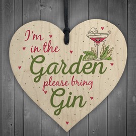 RED OCEAN In The Garden Bring Gin Wall Garden Shed Plaque Decor Alcohol Sign Funny Friendship Gift