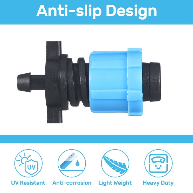 Frienda 100 Pcs Drip Tape Connector Fittings, Locks 1/4" Barb