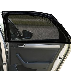 Parasoles para ventanas de auto, cortinas opacas de privacidad para ventanas laterales traseras, paquete de 2 persianas elásticas para pasajeros del asiento trasero, bebés, bloqueadores UV