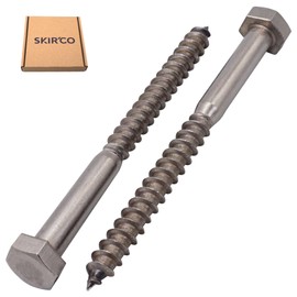 SKIR'CO (4 pcs) A2 Stainless Steel Hexagonal Head Wood Screws M10 x 120 mm, DIN 571 Coach Screws, Hex Screw, Lag Bolts
