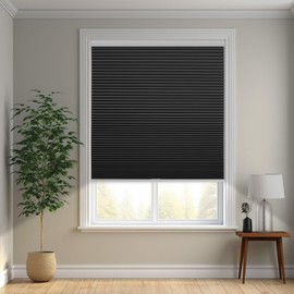Changshade Cordless Blackout Cellular Shade, Honeycomb Shade with The Diameter of 1.5 inch Honeycombs, Room Darkening Pleated Window Shade for Bedroom, Children Room, 27 inches Wide, Black CEL27BK48C
