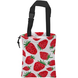 KXWQTRDD Car Garbage Bag Red Sweet Strawberry Drawstring Car Trash Bag Hanging for Back Seat with Adjustable Buckle Canvas Vehicle Trash Can Easy-to-Install