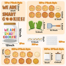 CPicdn 146Pcs Back to School Smart Cookies Bulletin Board Classroom Decoration Set Cute Cookies Jar Cutouts Name Tags Boarder Trim Back to School Party Supplies Classroom Chalkboard Wall Door Decor