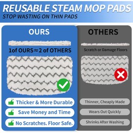 6 paquetes de almohadillas de repuesto para fregona de vapor engrosadas, almohadillas de microfibra duraderas compatibles con Shark S1000/S1000A/S1000C/S1000WM/S1001C, almohadillas lavables para