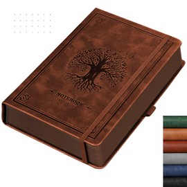 RETTACY A5 Dotted Notebook, Leather Hardcover, Bullet Dot Grid Journal, 256 Numbered Pages for Writing, Inner Pocket, 120 GSM Paper, for Women Men, Notes, Doodling, 14.5 x 21 cm, Brown