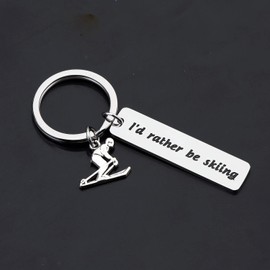 MYSOMY I'd Rather be Skiing Keychain Funny skiing Gifts for Skier Ski Lovers Ski Coach Gift (Skiing Keychain)