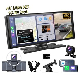 CarThree 2025 Upgraded Portable Carplay Screen for Any Car, 10.26Inch Touchscreen Car Stereo Support Wireless Carplay Adapter, Carplay Radio Automotive - model: 10.26" Carplay 4K 128G(Ultra HD)