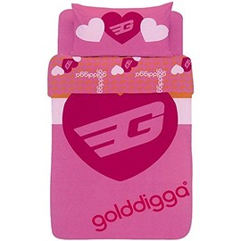 Golddigga 'Pink Banded Heart' Single Bedding Set - Great Gift Idea - Children's Designer Bedding