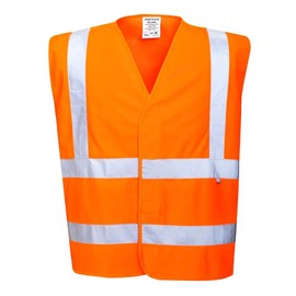 Portwest FR70ORRS/M Hi-Vis Vest, Flame Resistant, Regular, Size: Small/Medium, Orange