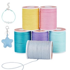 PH PandaHall 72 Yards Waxed Cords, 6 Colours 1mm Wax Polyester Threads Waxed Beading String Craft Twisted Cord for DIY Craft Beads Bracelet Making Necklace Cord Macrame Projects, 12yards/Colour