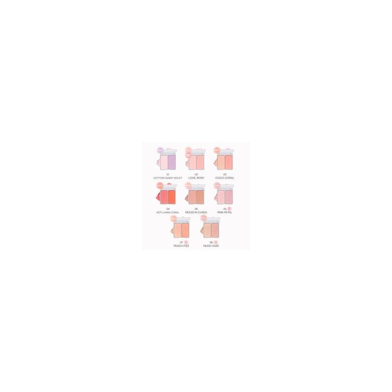 2AN Dual Cheek 4.5g*2colors, Color:11. Juicy Peach