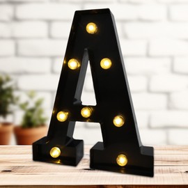 Hirbisnis Led Light Up Letters, 26 Alphabet Marquee Letter Lights, Small Letters with Lights, Battery Powered Lettered Lights for Party, Table, Wall Decor (Letter-A)