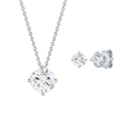 Rafaela Donata Women's Jewellery Set Necklace and Stud Earrings 925 Sterling Silver Decorated with Crystals, Silver, Crystal