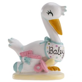 dekora - Christening Decoration with Stork and Baby - 10 cm