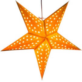 Solid Yellow Paper Star Lantern with 12 Foot Power Cord Included