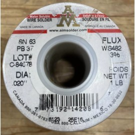 AIM SN63/PB37 WS482 3% Water Soluble Flux Cored Wire Solder .020" Dia., 1 lb.