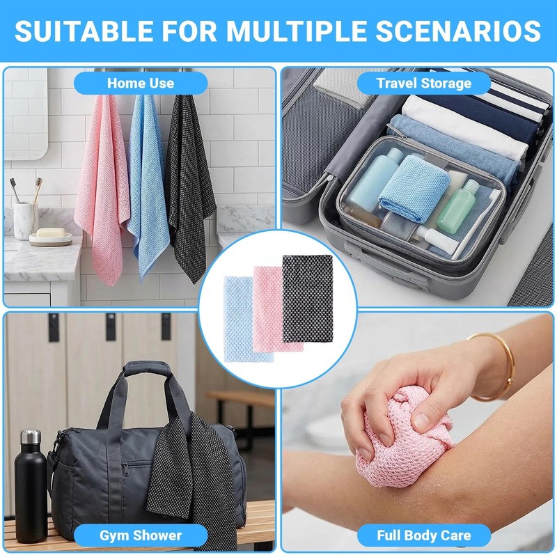 3PCS Japanese Exfoliating Shower Towel, Exfoliating Cloth