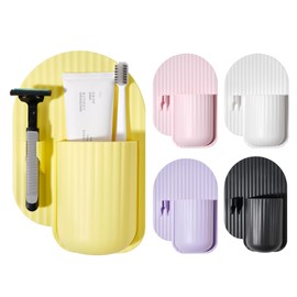 Silicone Toothbrush and Razor Holder, Reusable Shower Caddy with Suction Cup, Suitable for Wall or Mirror Use, Bathroom Storage for Toiletries, Toothbrushes and Razors Yellow-A