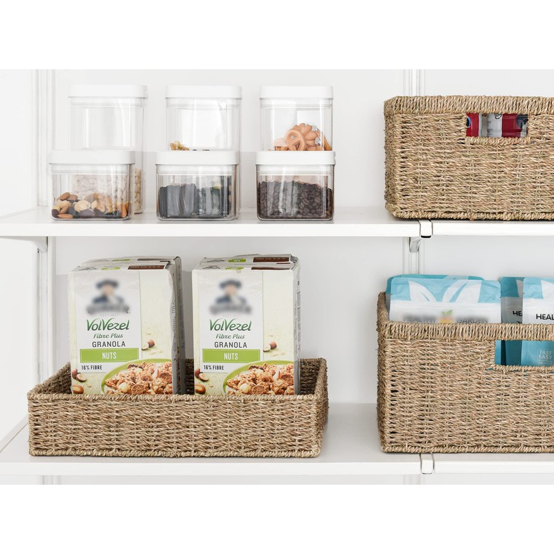 StorageWorks Large Seagrass Tray for Bathroom, Seagrass Storage Baskets for