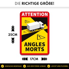 Set of 3 Truck Stickers Blind Spot (17 x 25 cm) – Blind Spot Sticker Lorry Mandatory for France – Angles Morts Motorhome and Truck Sticker