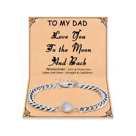 JoycuFF Dad Birthday Gift, Christmas Birthday Gifts for Dad from Daughter Son, Fathers Day Moonstone Cuban Chain Bracelets for Men