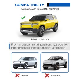 Wonderdriver 330lbs Lockable Roof Rack Cross Bars Compatible with Rivian R1S 2022 2023 2024 2025 2026, Heavy Duty Aluminum Roof Rails Crossbars Cargo Canoe Black Rooftop Cargo Carrier Luggage