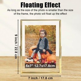 UOROMI Gold Floating Picture Frame, 7x9 Metal Picture Frame, For Picture 5x7,4x6,3.5x5,Photo Frame for Home Wedding Party Office Decor