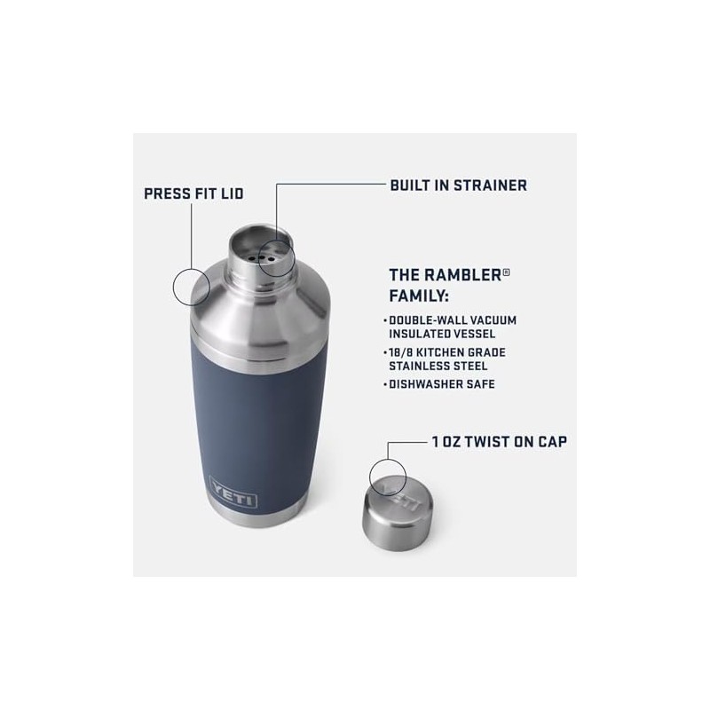 YETI Rambler Cocktail Shaker, Rescue Red, 20 oz (591 ml)